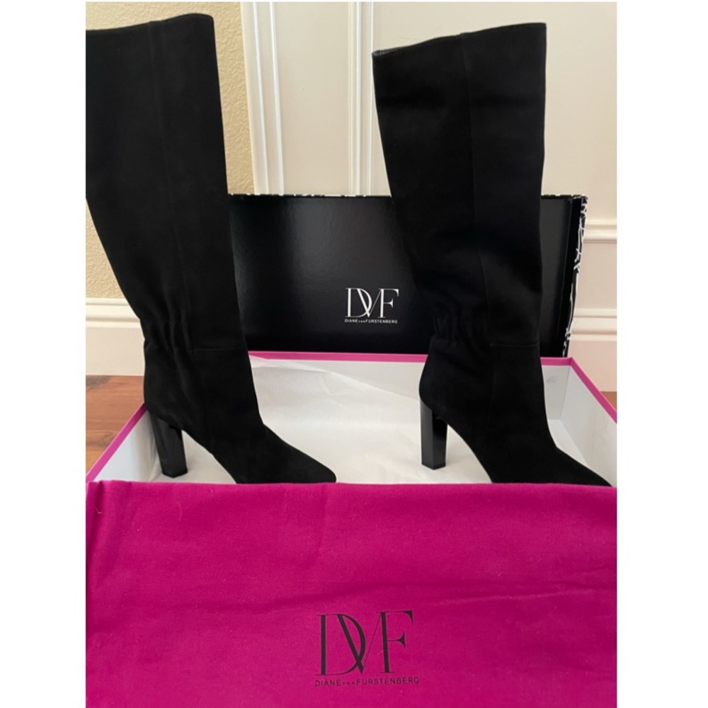 Diane Von Furstenberg Black Suede Boots